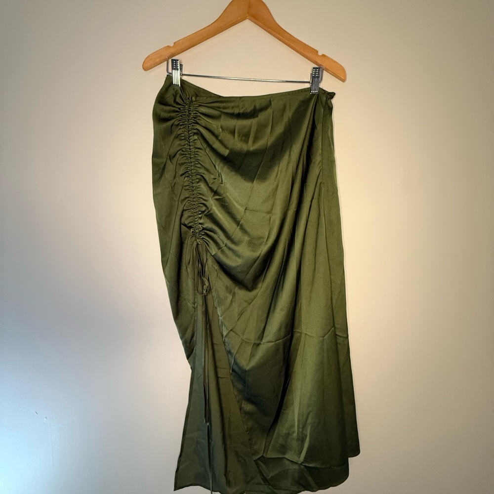 SHEIN Green Asymmetrical Wrap Midi Skirt